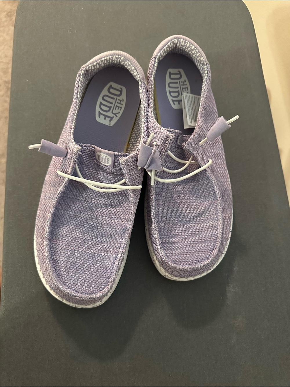 Hey Dude Lavender Knit Slip-On Sneakers